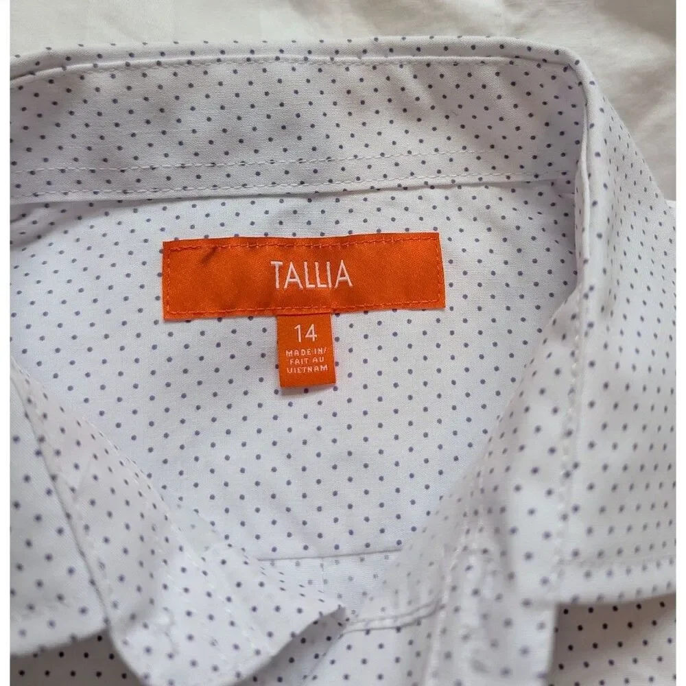 TALLIA Boy Dress Shirt 14, purple dot
